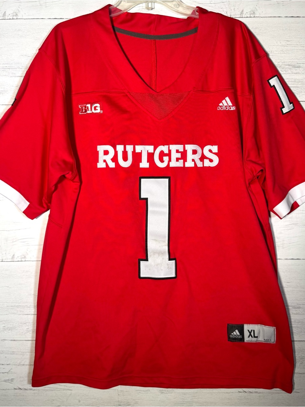 Adidas Isiah Pacheco Rutgers #1 Red College Football Jersey Men’s Sz XL